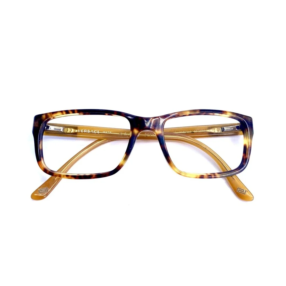 Versace Brown Tortoise Rectangular Wrap Eyeglass Frames 54 17 135 Vintage Italy